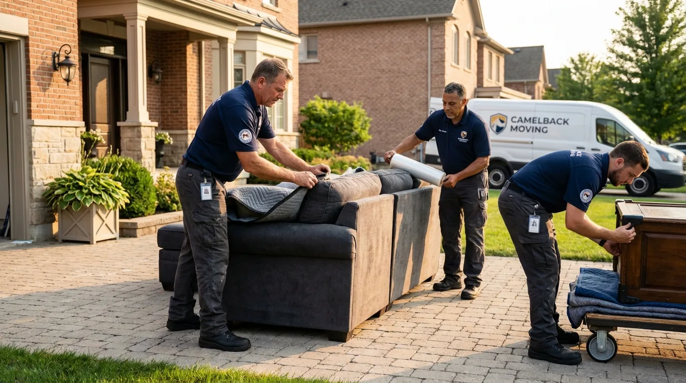 Large estate moving crew wrapping furniture in Storm Lake, IA